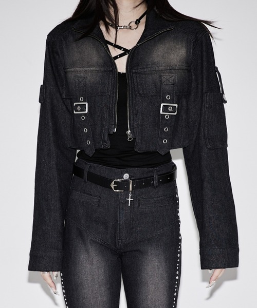 再入荷のおすすめ最新情報 de Ellno AWL Mavie denim neck stand gジャン デニムジャケット ジャケット・アウター