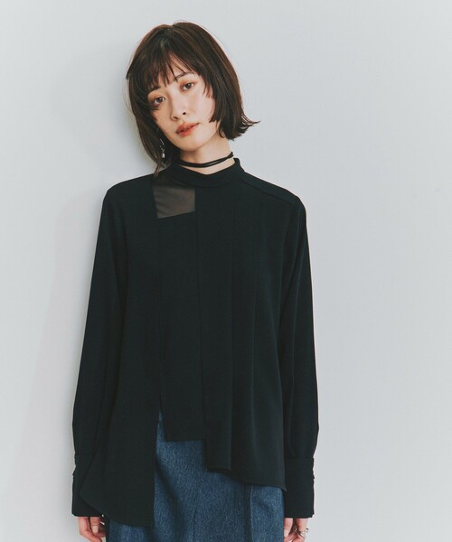 ユナイテッドトウキョウ アシンメトリー ノーカラー 半袖 ブラウス 黒 ウィメンズ/トップス/シャツ/ブラウス(半袖)｜UNITED TOKYO ONLINE STORE