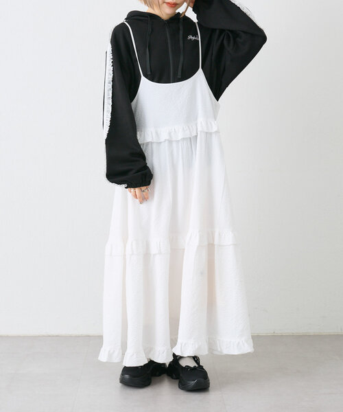 w closet パーカー ポンチレースラインパーカー レディース