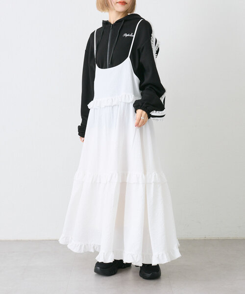 レースパーカー w closet パーカー ポンチレースラインパーカー レディース