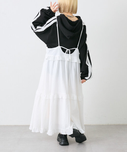 w closet パーカー ポンチレースラインパーカー レディース
