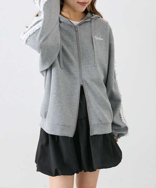 パーカー ポンチドッキングギャザーパーカー レディース w closet パーカー ポンチレースラインパーカー レディース