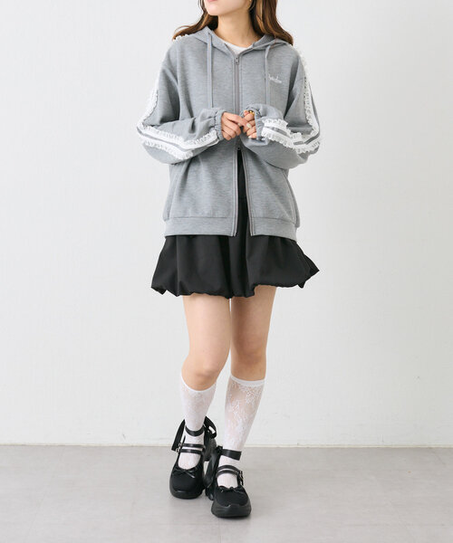 レースパーカー w closet パーカー ポンチレースラインパーカー レディース