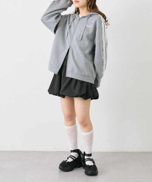 w closet パーカー ポンチレースラインパーカー レディース