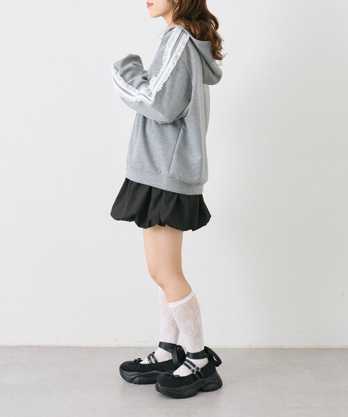 パーカー ポンチドッキングギャザーパーカー レディース w closet パーカー ポンチレースラインパーカー レディース