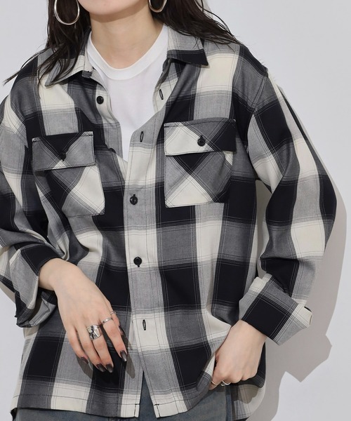 BIG MIKE（ビッグマイク） シャツ レーヨン オンブレチェック ブロック