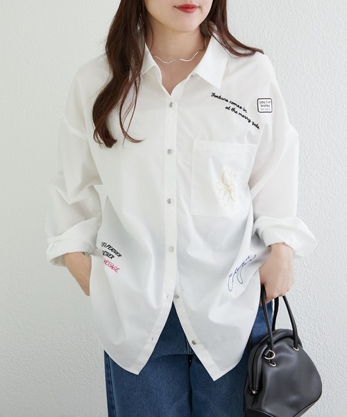 ブラウス シャツ SLASHED SLEEVE SHIRT レディース ANOTHER BRANCH OLIVE des ブラウス シャツ 色々刺繍シャツ