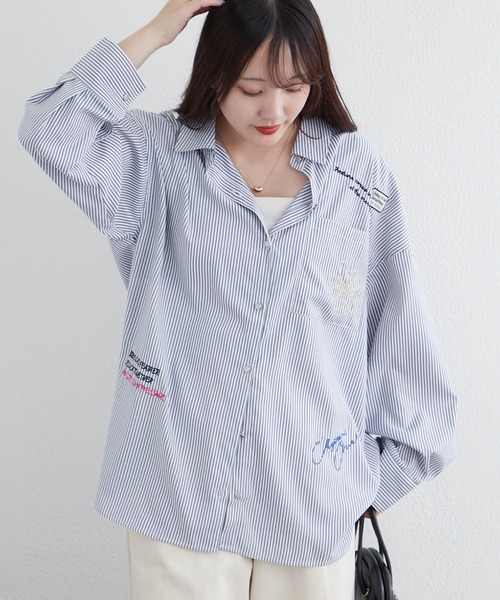 ANOTHER BRANCH OLIVE des ブラウス シャツ 色々刺繍シャツ