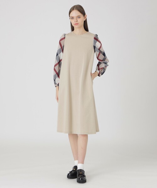 ブルーレーベルクレストブリッジ今期ワンピース　コンパクトライトポンチサックドレス BLUE LABEL CRESTBRIDGE ワンピース コンパクトライトポンチ