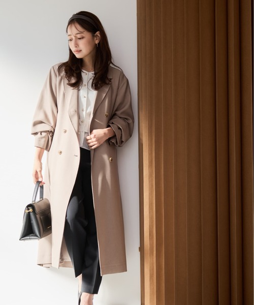 トレンチコート コート ベーシックとろみトレンチコート 「低身長