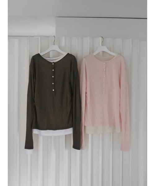 カトリントウキョー、レディース Katrin TOKYO tシャツ henry neck layered tee レディース