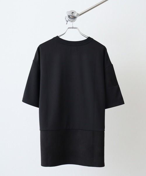 tシャツ ATELANE 切替オーバーサイズカットソー/ポンチ/スエード調/ナイロン レディース
