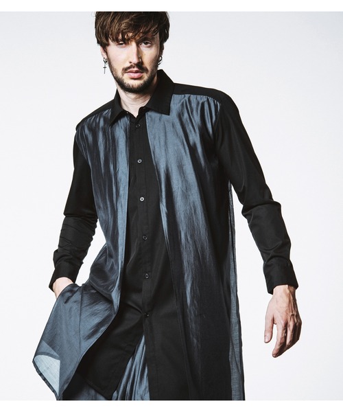 NO ID.（ノーアイディー） シャツ 「NO ID.」Sheer Layered Long Shirt