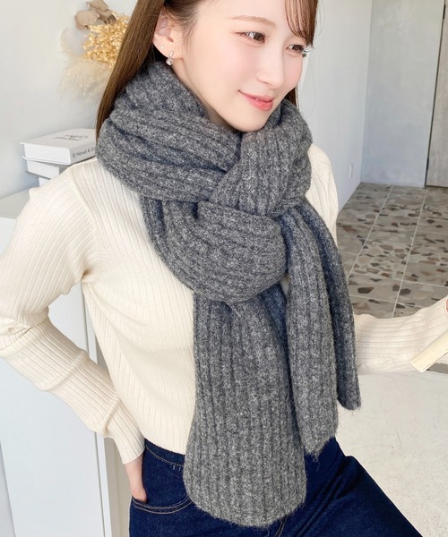 値下げ 美品 希少 1ldk evcon KNIT SCARF リブ マフラー 10％OFF】F-3300 ファインウールジグザグリブマフラー2018／FINE