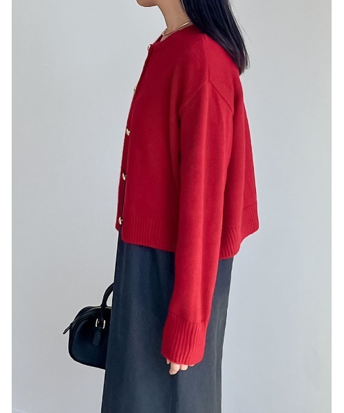 「Re:EDIT」 ニットカーディガン MEDIUM レッド レディース_画像7