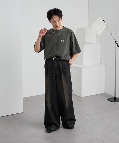 伸縮性抜群 着心地抜群 ワンポイント刺繍入りオリジナルTシャツ(ペキニーズ) 半袖／黒 PENNEYS tシャツ PENNEYS/ペニーズ 別注 THE FOX ロゴ