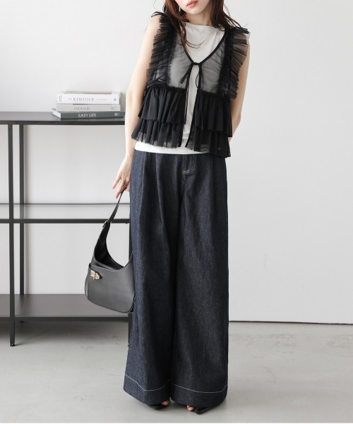 ベスト ジレ 「ZOZO限定」チュールフレンチジッパーベスト レディース ベスト ジレ フリルチュールベスト レディース : ZOZOTOWN Yahoo