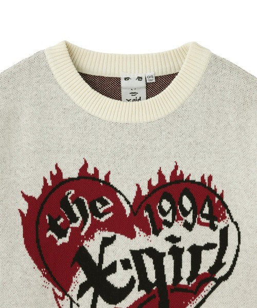 *p(R)ojectR® Heart P knit Lサイズ 【9/2まで限定】 X-girl ニット セーター HEART LOGO JACQUARD KNIT TOP