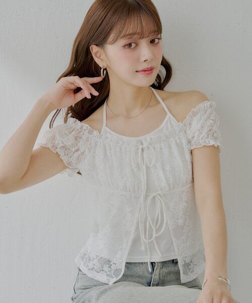 パールリボンレースTシャツ レディース al333_1.jpg