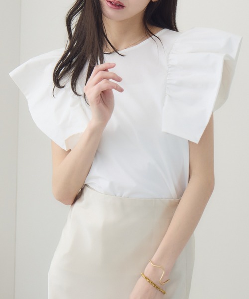 tシャツ 「meeny miny」「インフルエンサーmiiコラボ」”着映え”ラッフルブラウス レディース