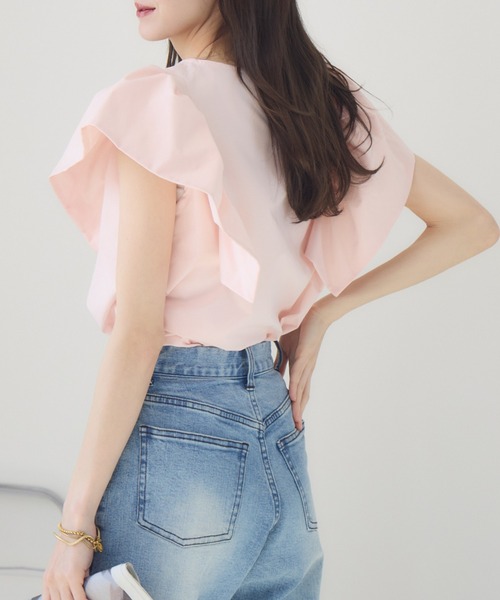 tシャツ 「meeny miny」「インフルエンサーmiiコラボ」”着映え”ラッフルブラウス レディース