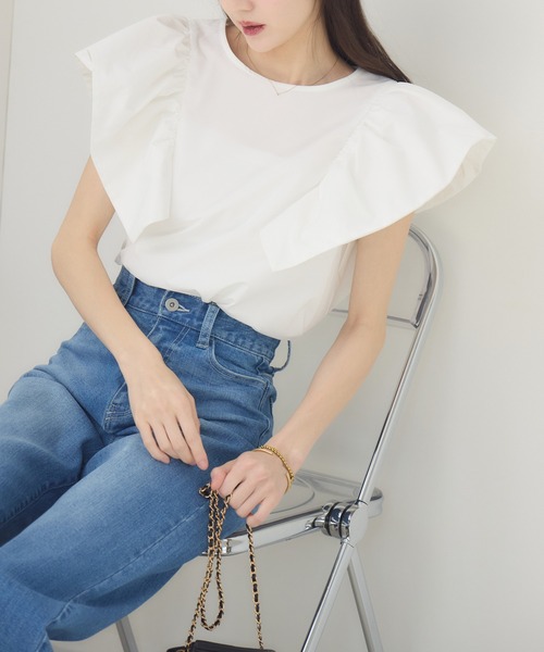 tシャツ 「meeny miny」「インフルエンサーmiiコラボ」”着映え”ラッフルブラウス レディース