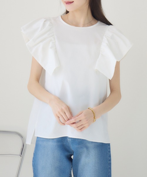 tシャツ 「meeny miny」「インフルエンサーmiiコラボ」”着映え”ラッフルブラウス レディース