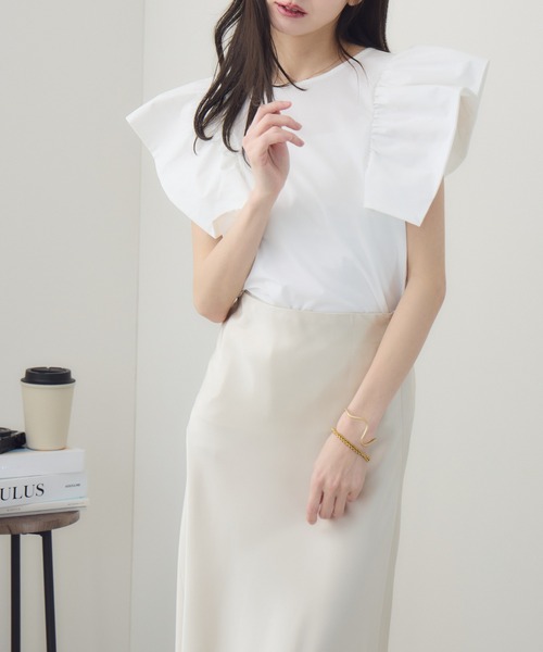 tシャツ 「meeny miny」「インフルエンサーmiiコラボ」”着映え”ラッフルブラウス レディース