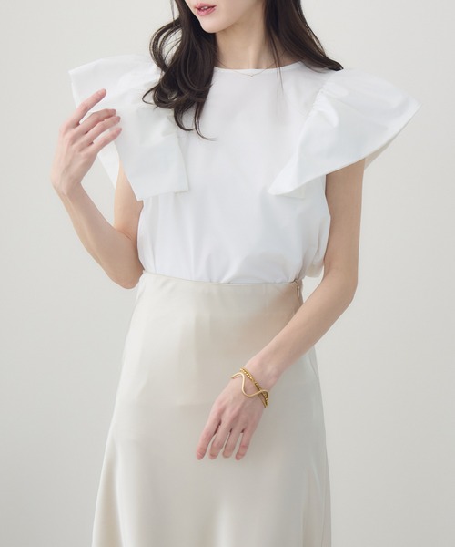 tシャツ 「meeny miny」「インフルエンサーmiiコラボ」”着映え”ラッフルブラウス レディース