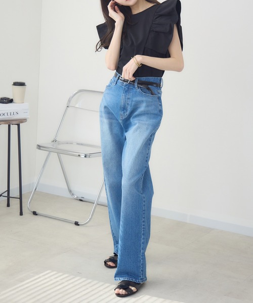 tシャツ 「meeny miny」「インフルエンサーmiiコラボ」”着映え”ラッフルブラウス レディース