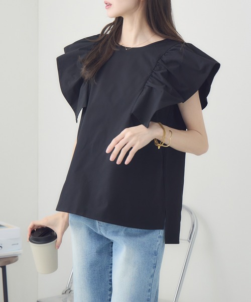 tシャツ 「meeny miny」「インフルエンサーmiiコラボ」”着映え”ラッフルブラウス レディース