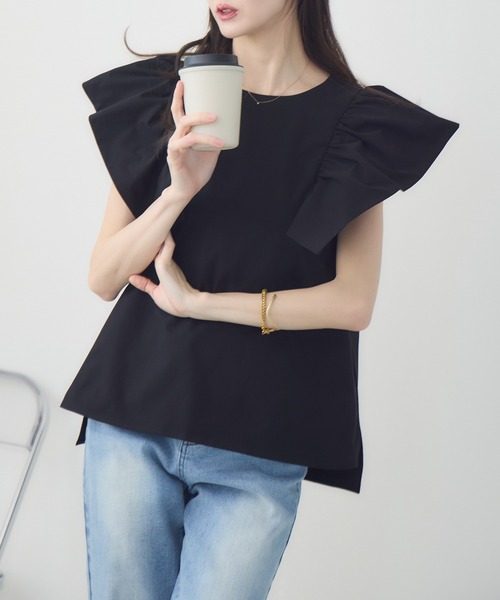 tシャツ 「meeny miny」「インフルエンサーmiiコラボ」”着映え”ラッフルブラウス レディース