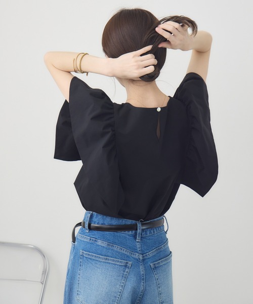 tシャツ 「meeny miny」「インフルエンサーmiiコラボ」”着映え”ラッフルブラウス レディース
