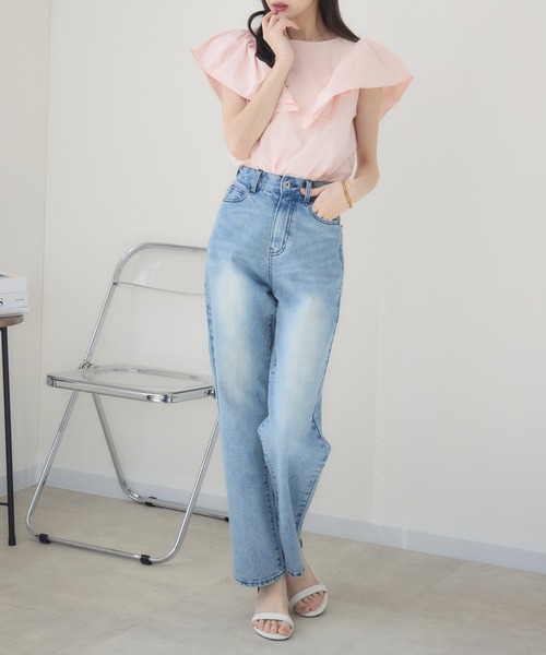 tシャツ 「meeny miny」「インフルエンサーmiiコラボ」”着映え”ラッフルブラウス レディース