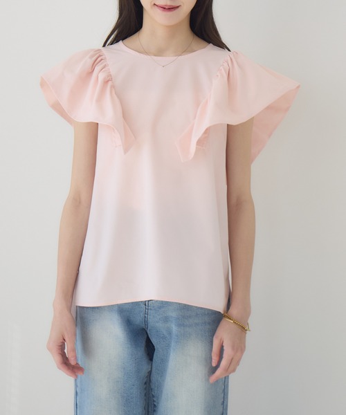 tシャツ 「meeny miny」「インフルエンサーmiiコラボ」”着映え”ラッフルブラウス レディース