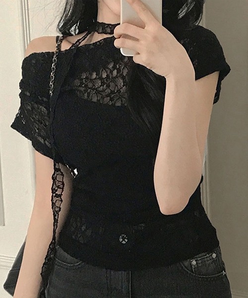GLAMOROUS JANE tシャツ 総レース半袖トップス レディース