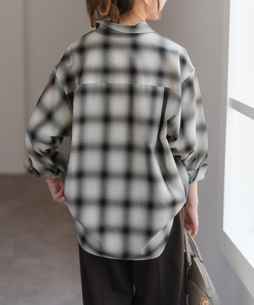 Spick & Span メタルボタンTRチェックルーズシャツ 　ブラック 追加》メタルボタンTRチェックルーズシャツ（シャツ／ブラウス