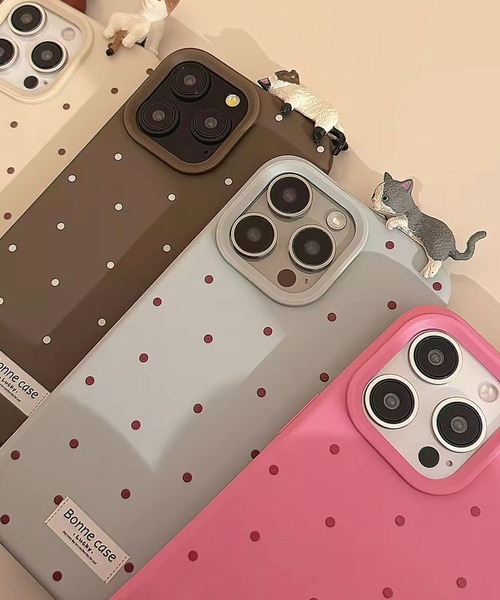 スマホケース 「 ammy. / エイミードット 」 ひと休み ネコ ドット柄