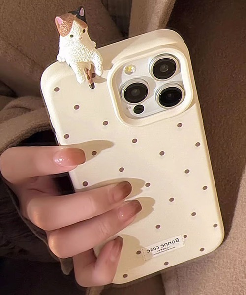 スマホケース 「 ammy. / エイミードット 」 ひと休み ネコ ドット柄