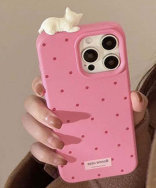 スマホケース 「 ammy. / エイミードット 」 ひと休み ネコ ドット柄