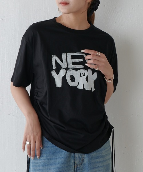tシャツ シルケットロゴプリントドロスドT レディース