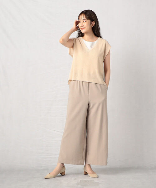 「Comme ca Mature」 Vネックニット FREE モカ レディース_画像2