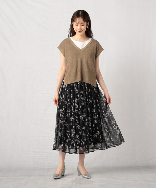 「Comme ca Mature」 Vネックニット FREE モカ レディース_画像4