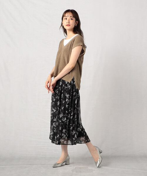 「Comme ca Mature」 Vネックニット FREE モカ レディース_画像5