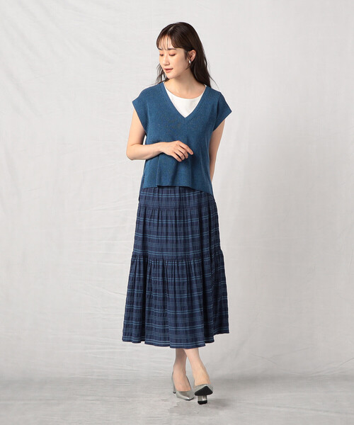 「Comme ca Mature」 Vネックニット FREE モカ レディース_画像7