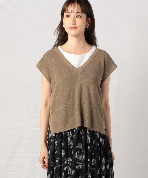 「Comme ca Mature」 Vネックニット FREE モカ レディース_画像9