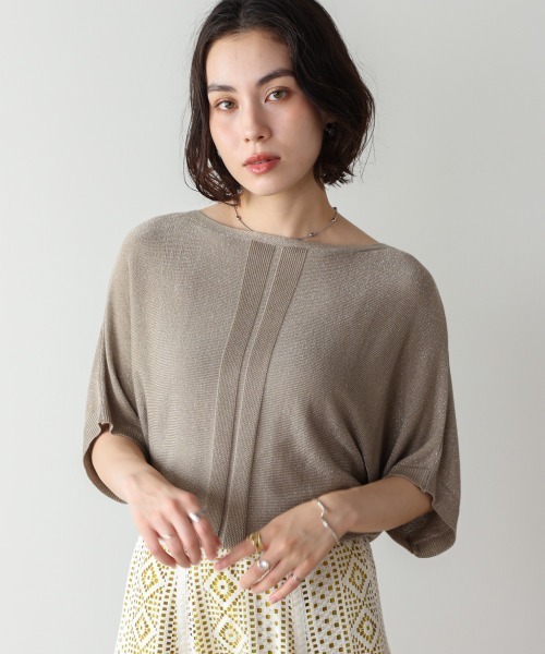 ラメニットプルオーバー Bab ブージュルード トップス Bou Jeloud（ブージュルード） tシャツ ラメニットプルオーバー