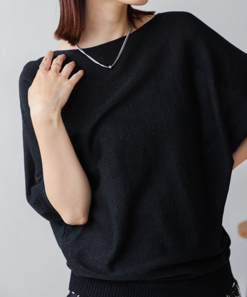ラメニットプルオーバー Bab ブージュルード トップス Bou Jeloud（ブージュルード） tシャツ ラメニットプルオーバー