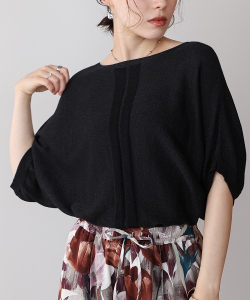 ラメニットプルオーバー Bab ブージュルード トップス Bou Jeloud（ブージュルード） tシャツ ラメニットプルオーバー