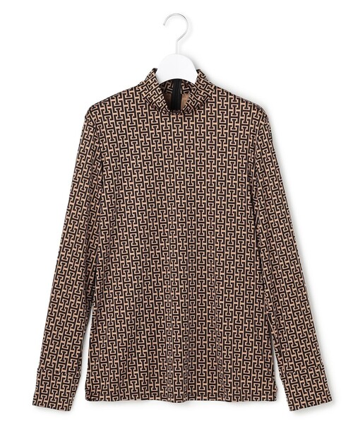 ICB（アイシービー） ブラウス シャツ モノグラムプリントスムース